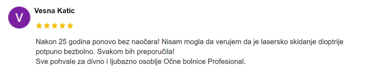 utisak nakon laserskog skidanja dioptrije